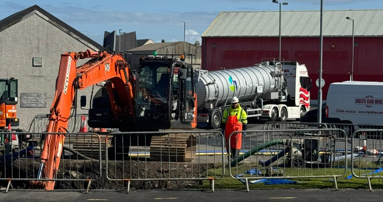 We are investigating the extent of the damage and scope of the repair required. Lerwick Rising Sewer Main Burst