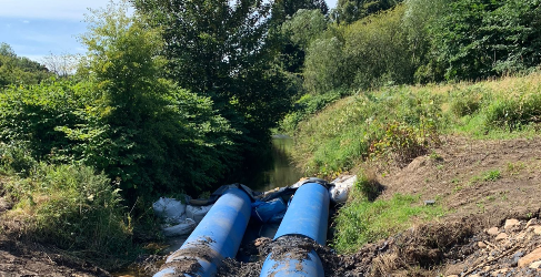 New water main pipes