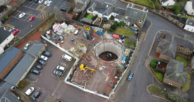 Aerial shot of work area in Lanark
