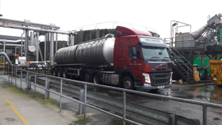 A Chivas Brothers tanker delivering residues from the production of scotch whisky to Nigg Waste Water Treatment Works during the trial