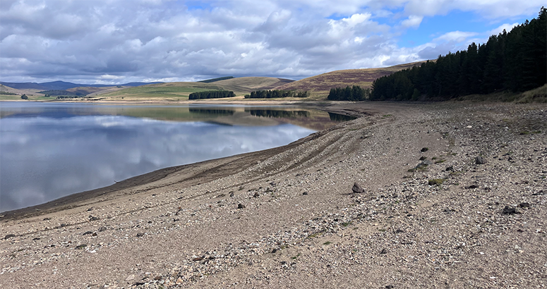 Backwater Reservoir Low view of Backwater reservoir showing very low levels