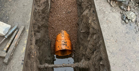 Work to replace the sewer is underway