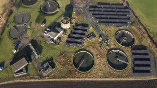 An aerial image of the new solar scheme at Bathgate WWTW